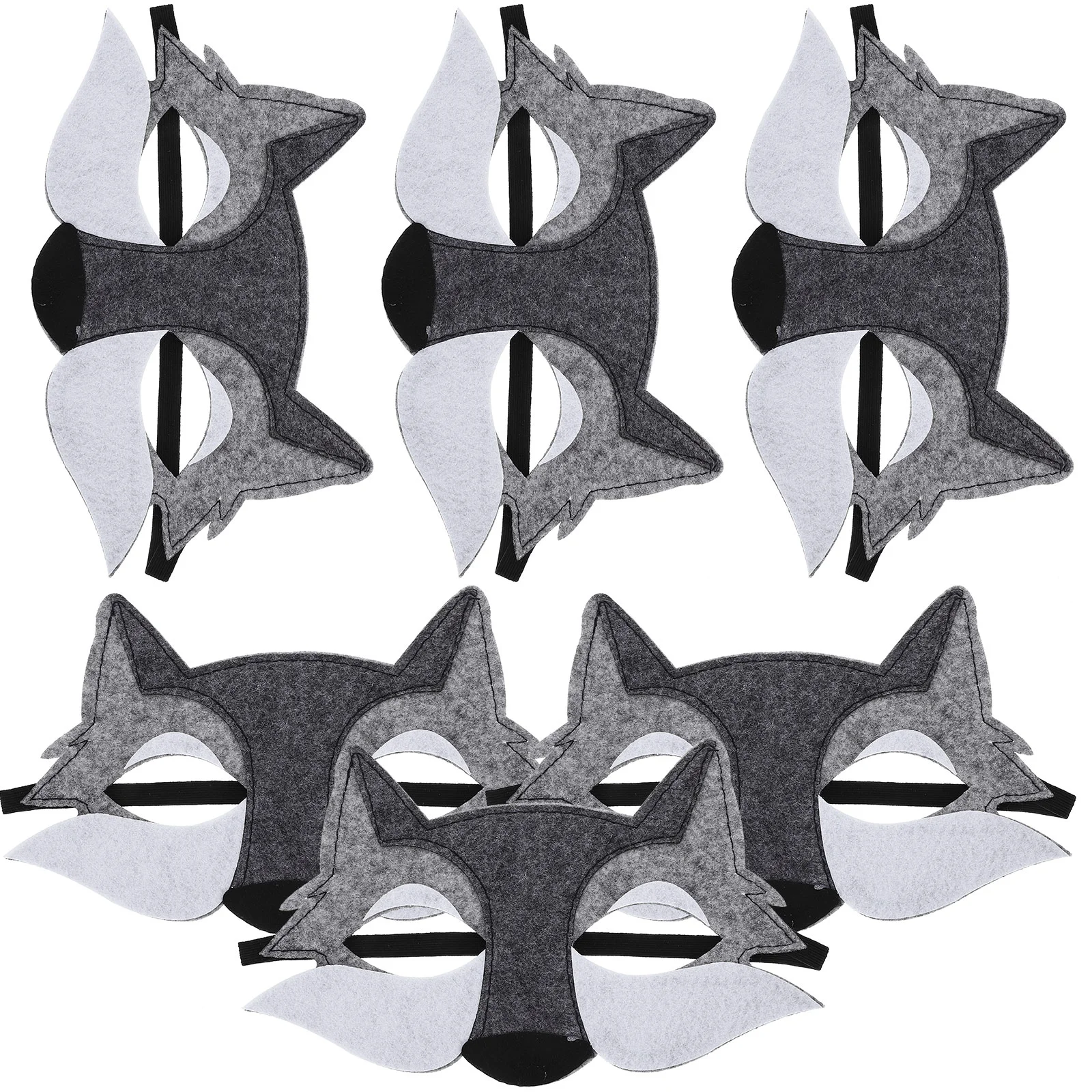 Minatee Wolfsmasken Aus Filz - 12 Stück, 3 Designs, Elastisches Band, Für Halloween, Cosplay, Mottopartys