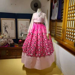 Costume coréen Hanbok pour mariée, robe de mariée pour cérémonie de mariage, broderie papillon 