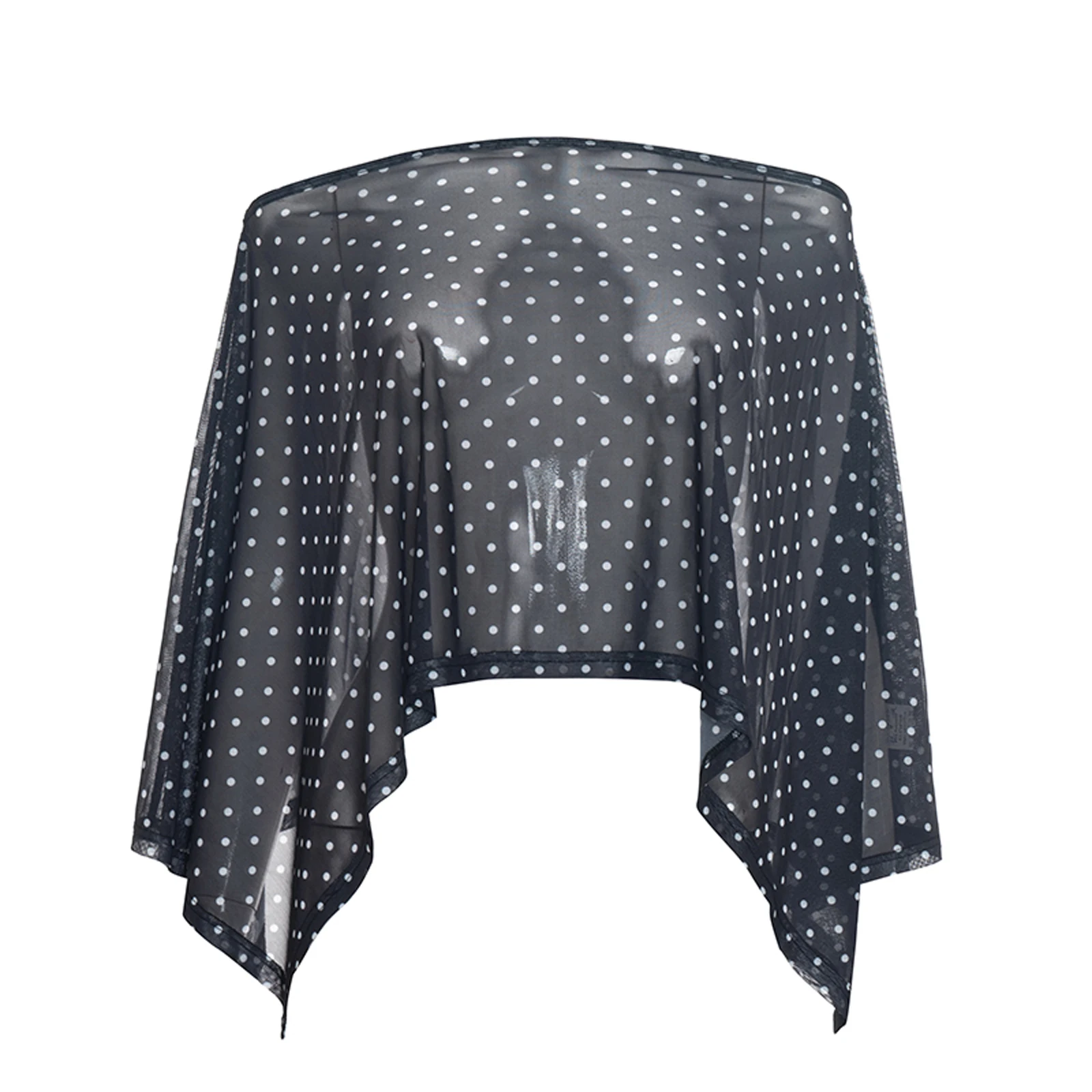 Womens Polka Dot Sheer Shawl Ponchos Cover-ups 2026 Summer Holiday Off Shoulder Cape Blouse Female Beachwear Tops 5