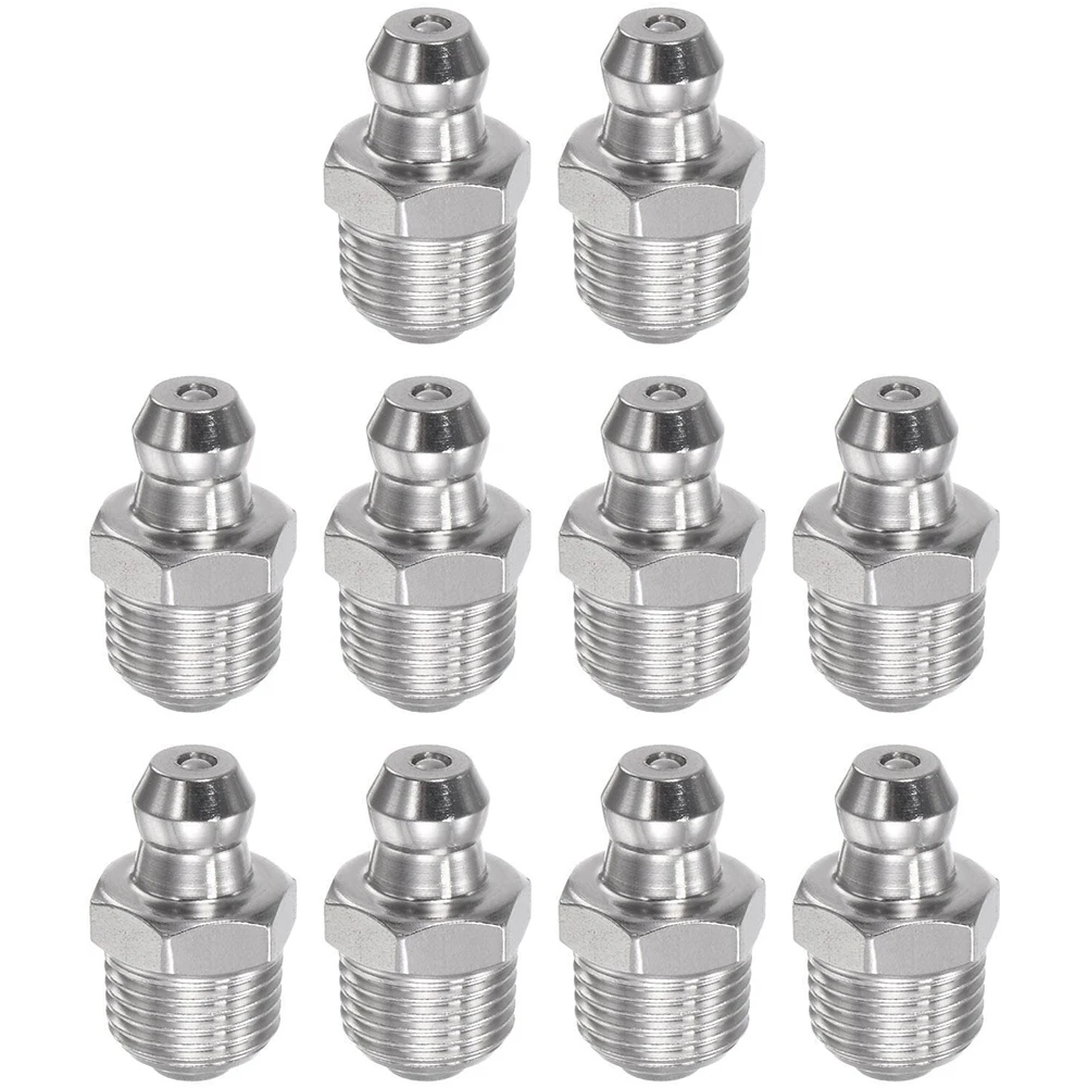 

10pcs Straight Hydraulic Grease Fitting 1/8-28inch Thread 201 Stainless Steel Grease Accessories For Mechanical Parts