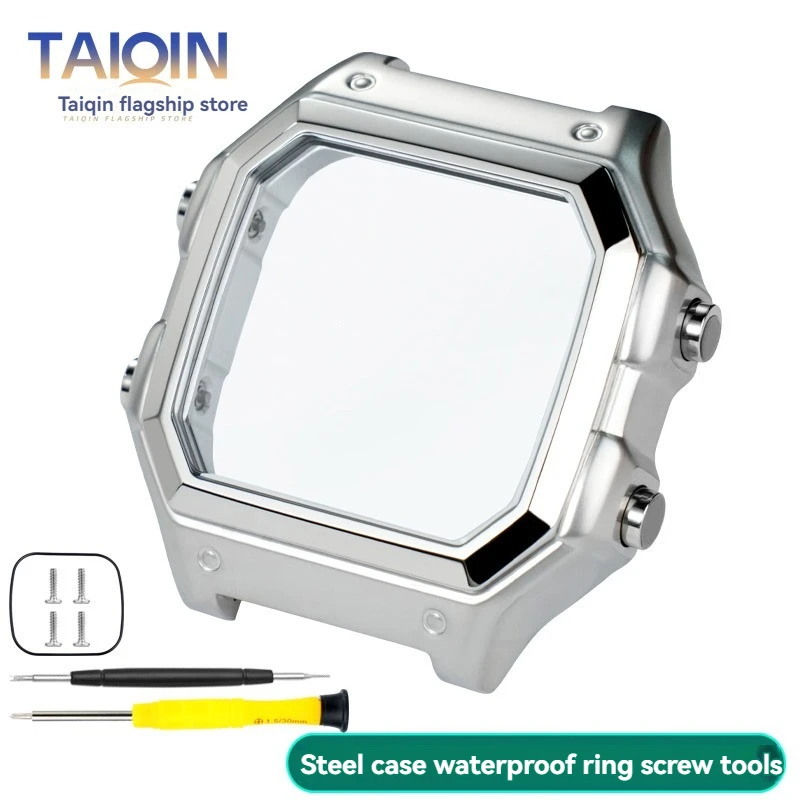 Stainless Steel Watch Case with Waterproof Ring - Black/Silver Finish