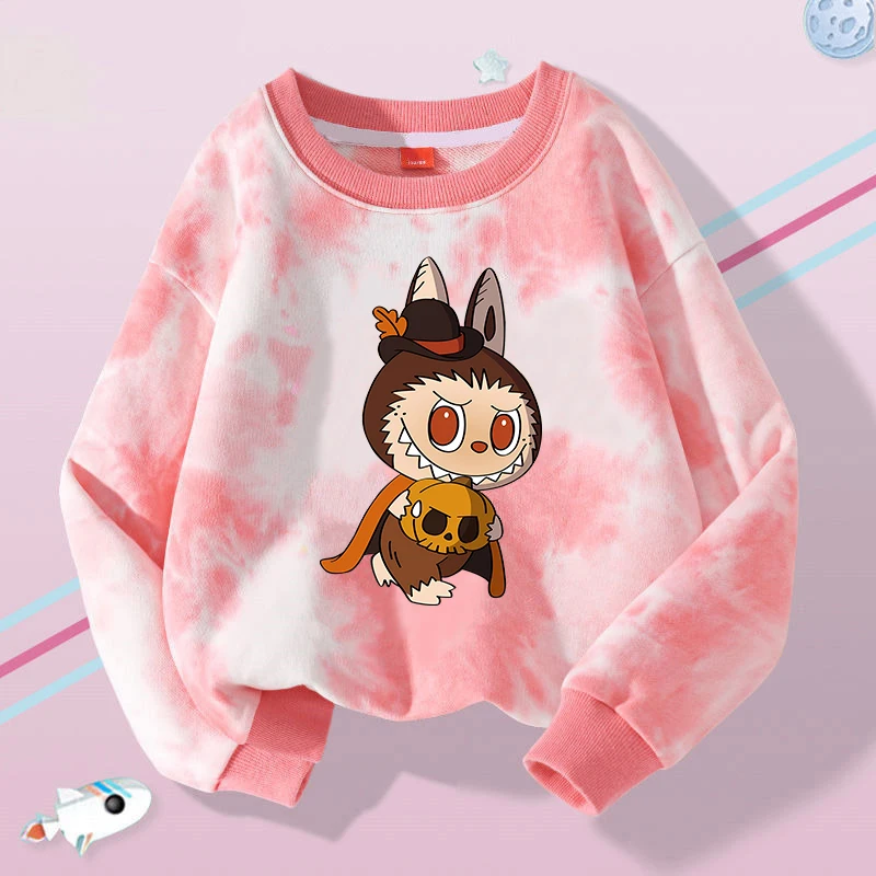 thumbnail image 5 of Suéter de cuello redondo para niños POP MART Labubu, lindo jersey con estampado de dibujos animados para niños y niñas, camisetas cálidas informales de invierno, regalos de cumpleaños para niños, 5 of 5