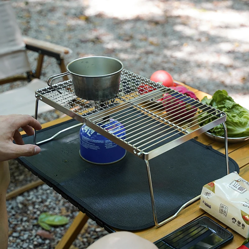 

Portable Folding Campfire Grill Stainless Steel Camping Grill Grate Gas Stove Stand Outdoor Stove Stand Cooking Rack