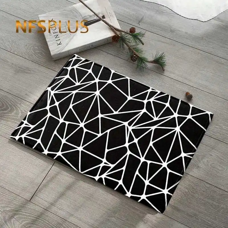 

Geometric Kitchen Floor Mat Doormat Bathroom Carpet Flannel Fabric Printed Non Slip Area Rug Home Decorative Entrance Door Mats
