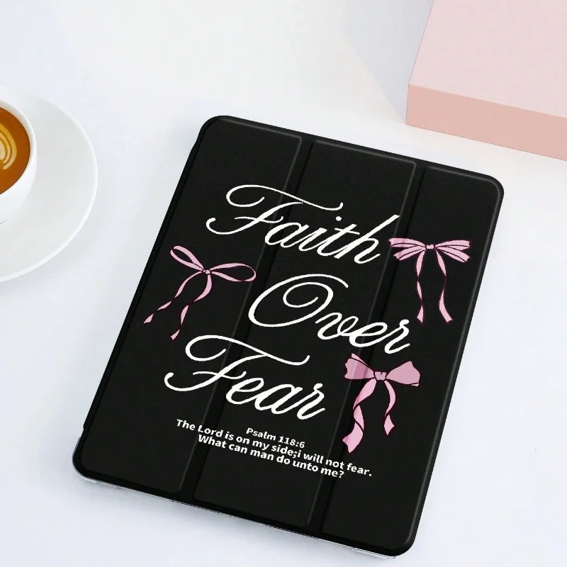 Faith Over Fear Pink Bow Tablet Case
