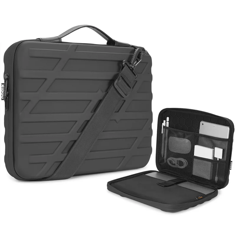 NIDOO Computer Carrying Case Hard Shell Protective Laptop Bag For 13" 14" Notebook Waterproof Shockproof Computer Bag Black