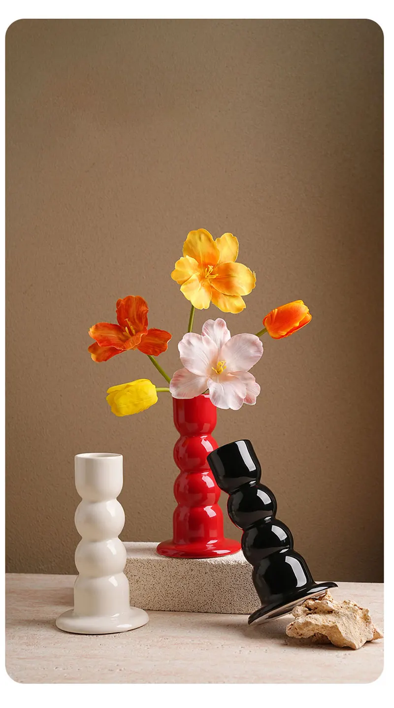 Nordic Geometric Ceramic Vase Ornaments Living Room TV Cabinet Desktop Art Flower Arrangement Container Wedding Decoration Vase