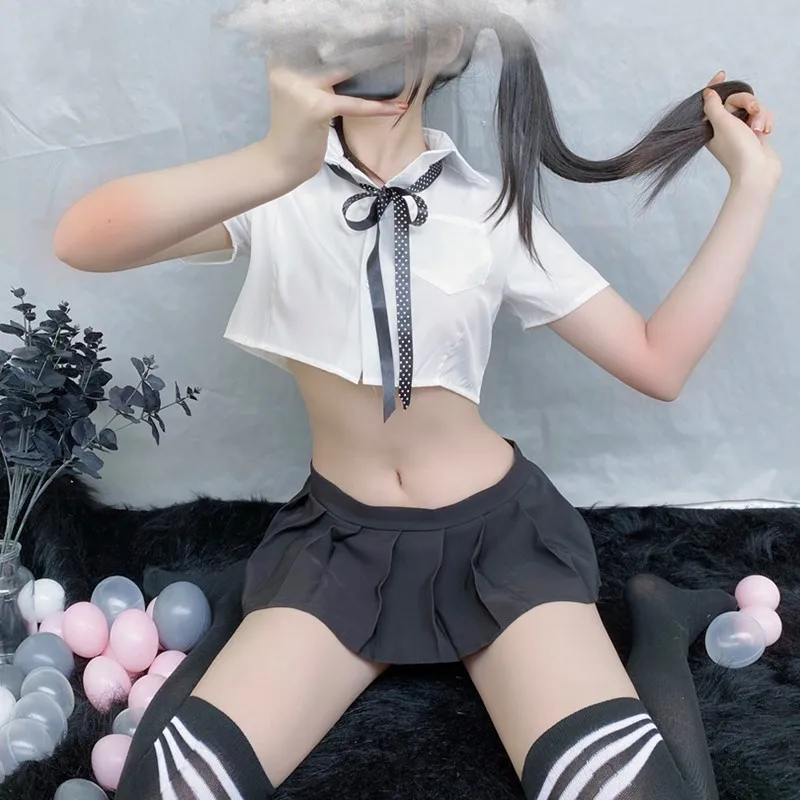 

Lingerie Female Secretary Sexy See-through Student Shirt Bow Tie Uniform Temptation British Plaid Skirt