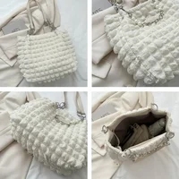 2025 Fashion Plaid Tote Bag for Women – Large Capacity Soft Fabric Shoulder Handbag with Beaded Chain, Stylish Commuter Purse for Ladies - Image 6