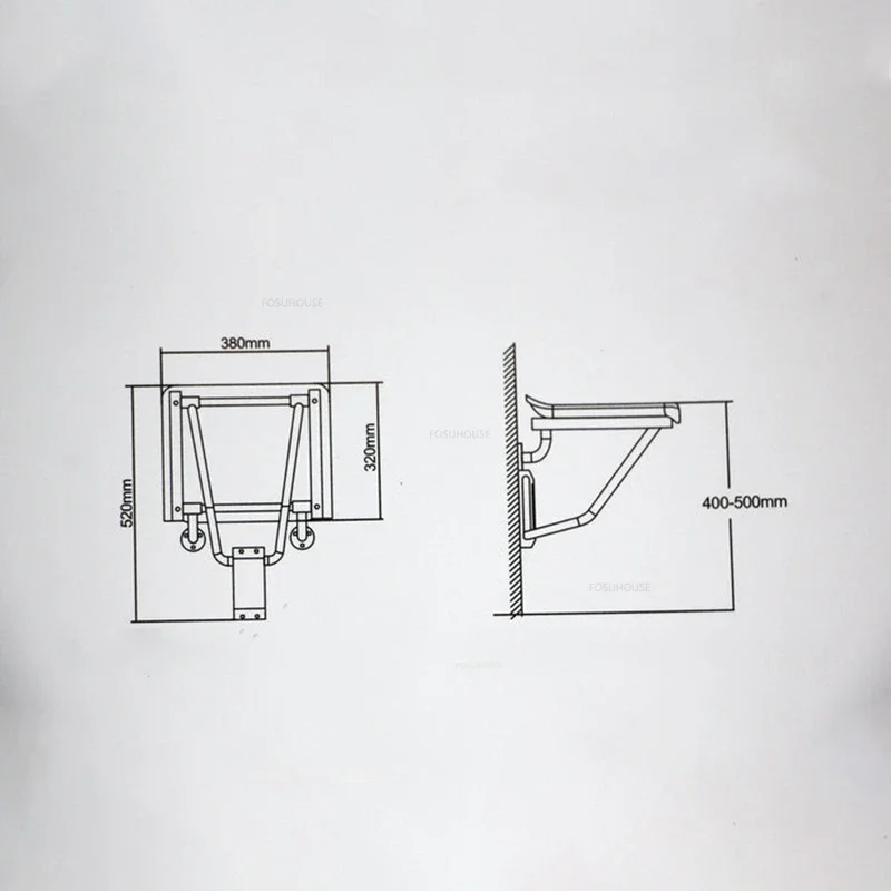 Stainless Steel Folding Bath Chair Wall-mounted Shower Seats Home Barrier-free Bathroom Chair Creative Porch Shoe Changing Chair 6