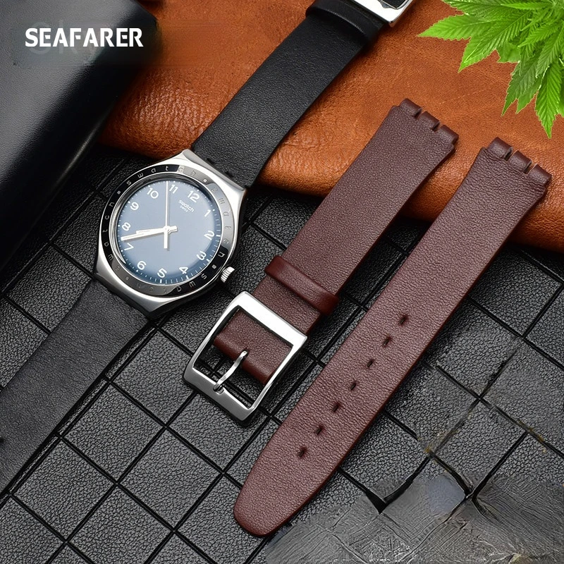 

Ремешок из натуральной кожи для часов Swatch Gb274 Gn239 Gb294 Gb287 мужской и женский ремешок для часов 17 мм
