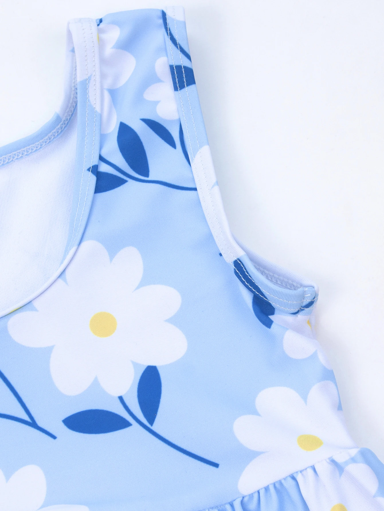 Girls Swimwear Flower Ruffle High Stretchy High Waist Kids Summer Outdoor Vacation Bikinis Beach Clothes girls swimsuit