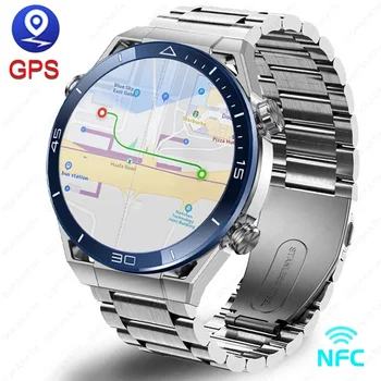 안드로이드 IOS NFC 스마트 워치 남성용 GPS 스포츠 트래커, 1.50 인치 AMOLED 454*454 HD 화면 심박수 ECG + PPG BT 통화 스마트워치