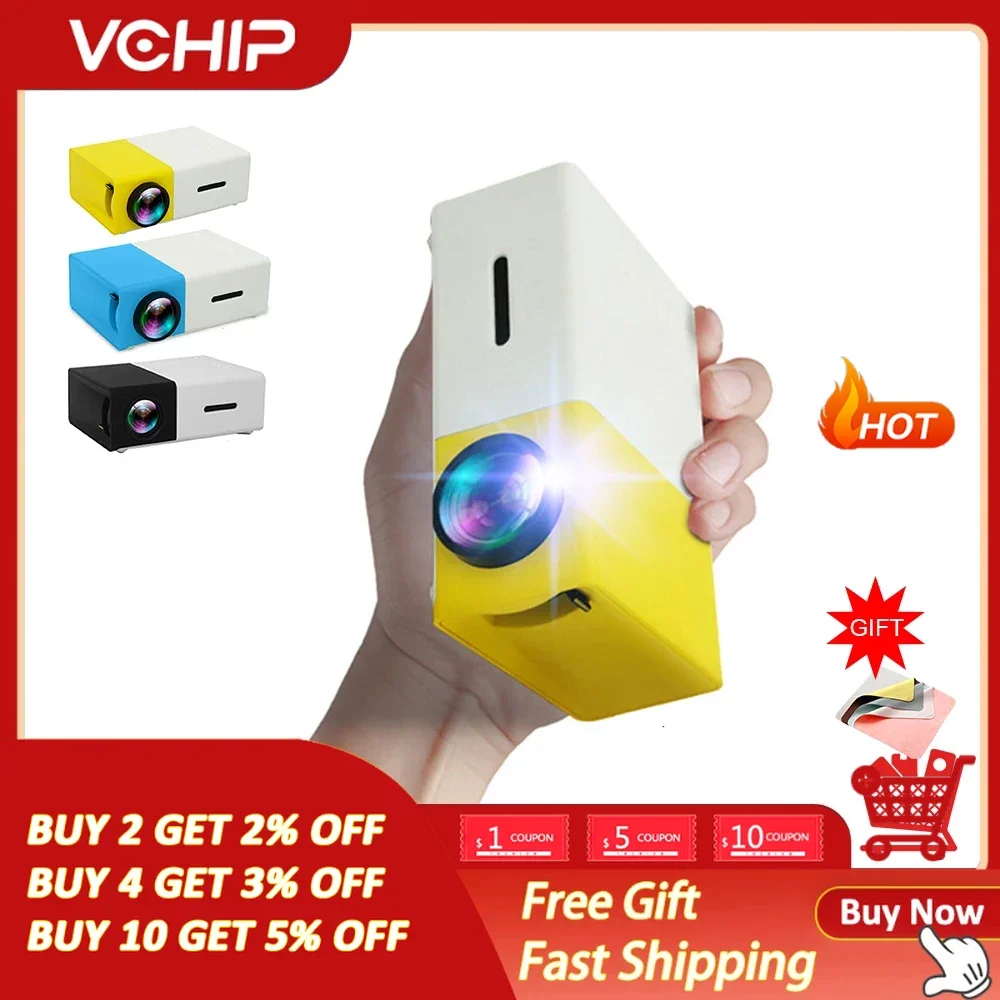 VCHIP YG300 Mini Projector Portable LED proyector Support 1080P For Home Theater Mini Beamer For Phone Smartphone Kids Gift vchip yg300 mini projector portable led proyector support 1080p for home theater mini beamer for phone smartphone kids gift