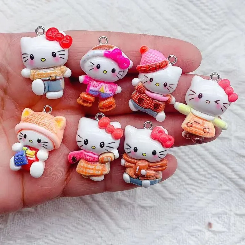 10pcs/pack Funny Cute Cat Resin Charms Pendant for DIY Earring
