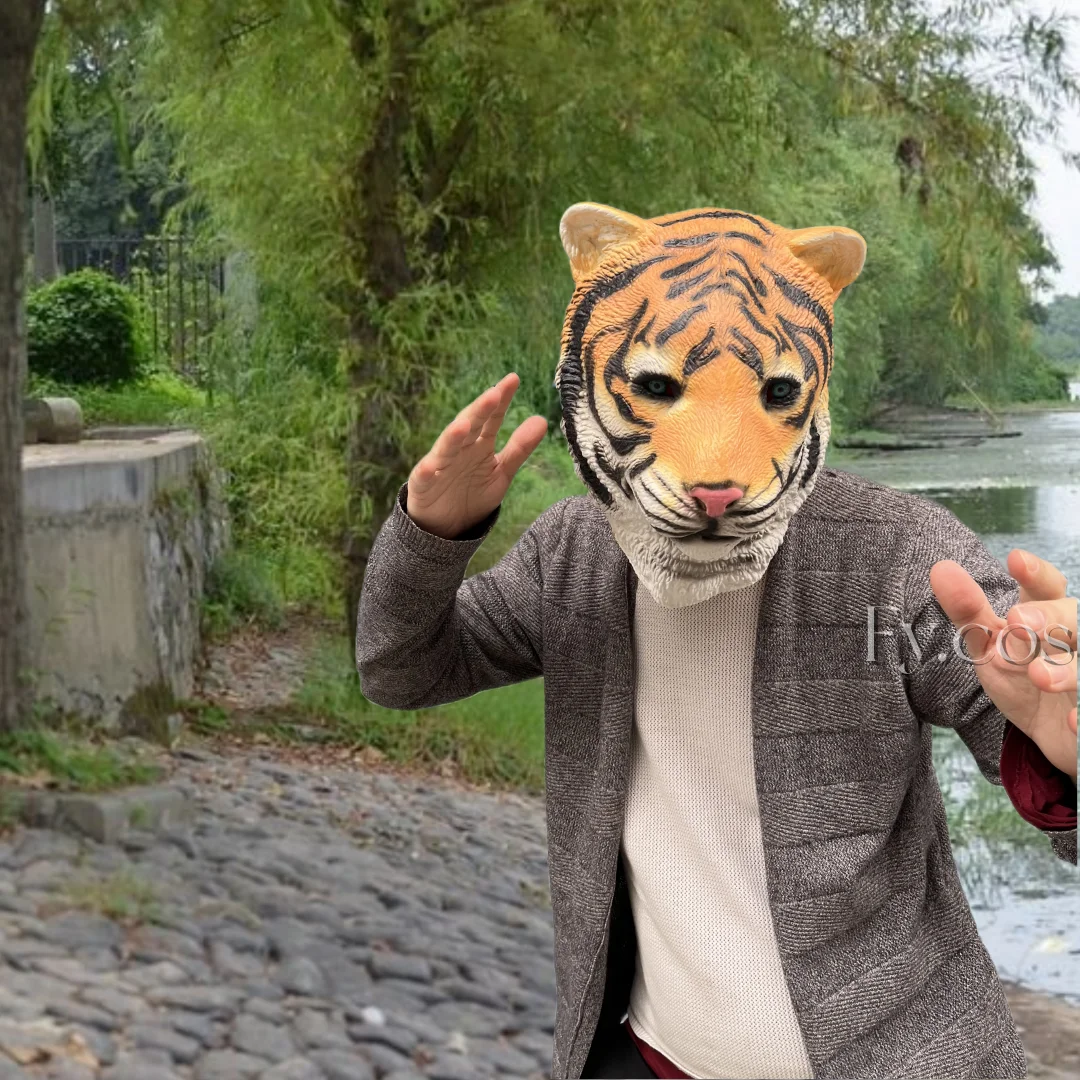 Masque de tigre intégral en latex pour adultes, capuche de raptor avec  oreilles, cosplay d'animal d'horreur, équipement de sauna, drôle, Pâques,  fête d'Halloween, costume - AliExpress, image size:1080x1080