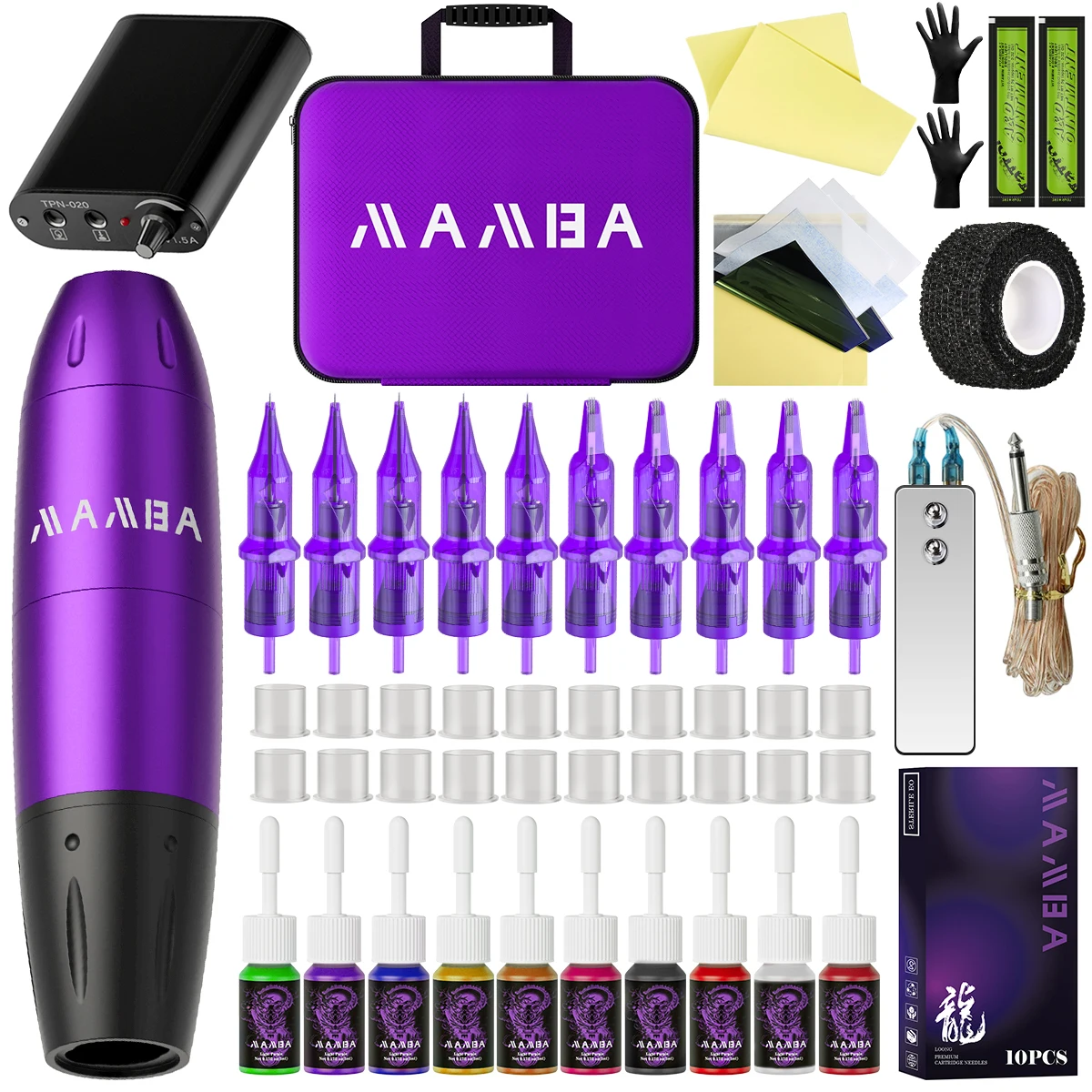 Tattoo Kit Mamba Professional Rotary Tattoo Pen With Power Supply Inks Pigment Body Art Tool Set For Beginners