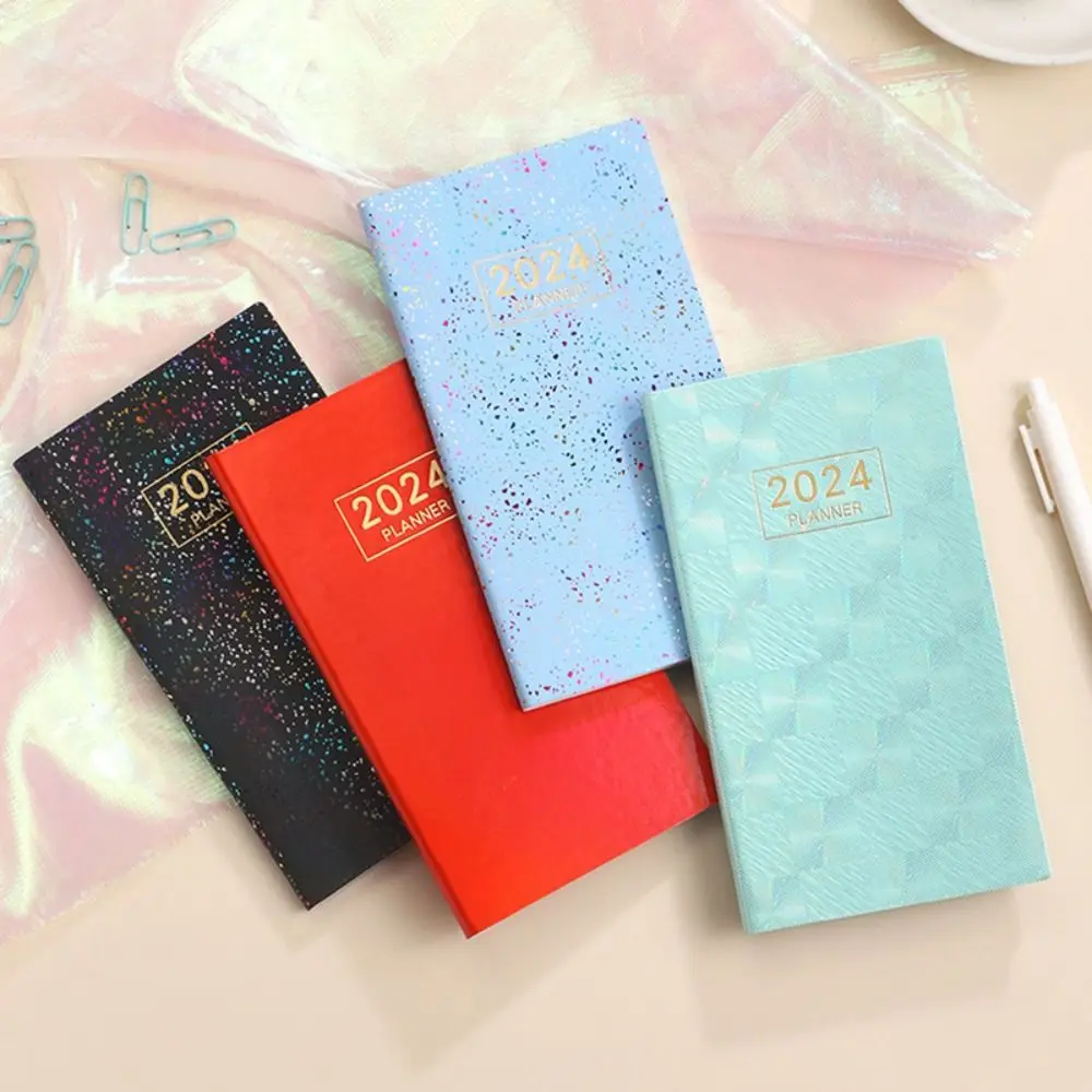 

Pocket 2024 Agenda Book Portable Dazzling Colorful A6 To Do List English Notepad with Calendar Diary Weekly Planner Students