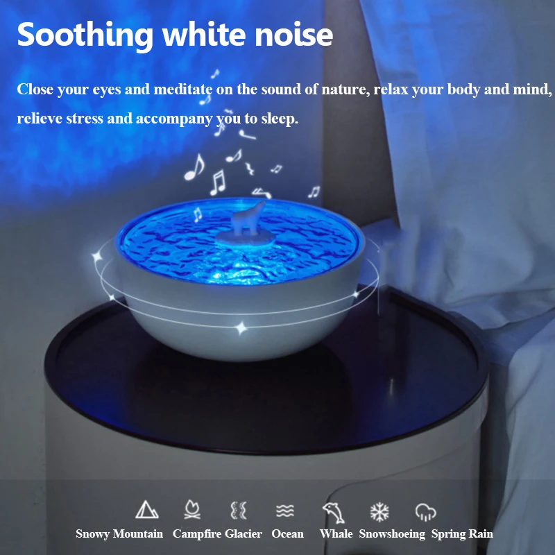 Portable Bluetooth Speaker White Noise Sleep Aid Soundbar Wave Projection Ambient Light MP3 Music Player Fragrance Diffuser