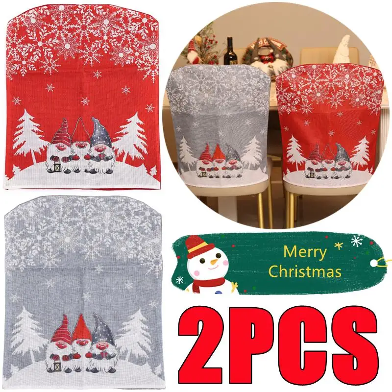 

New 2/1PC Christmas Chair Cover Thick Chair Back Cover Festive Chair Back Covers Washable for Christmas Dining Room Decoration