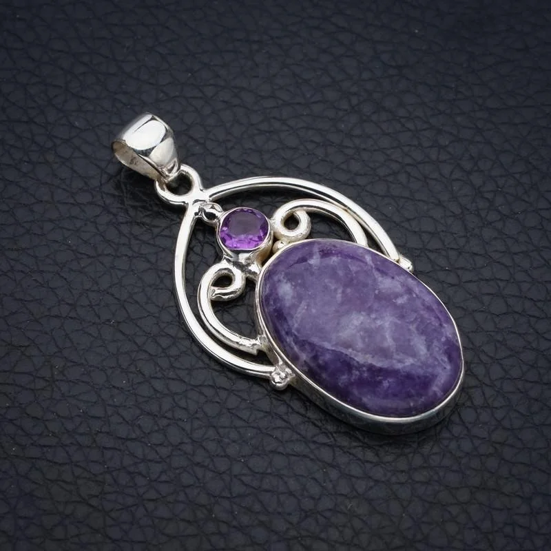 

StarGems, фиолетовый лепидолит, аметист, искусственная серебряная подвеска 1,75 дюйма F4044