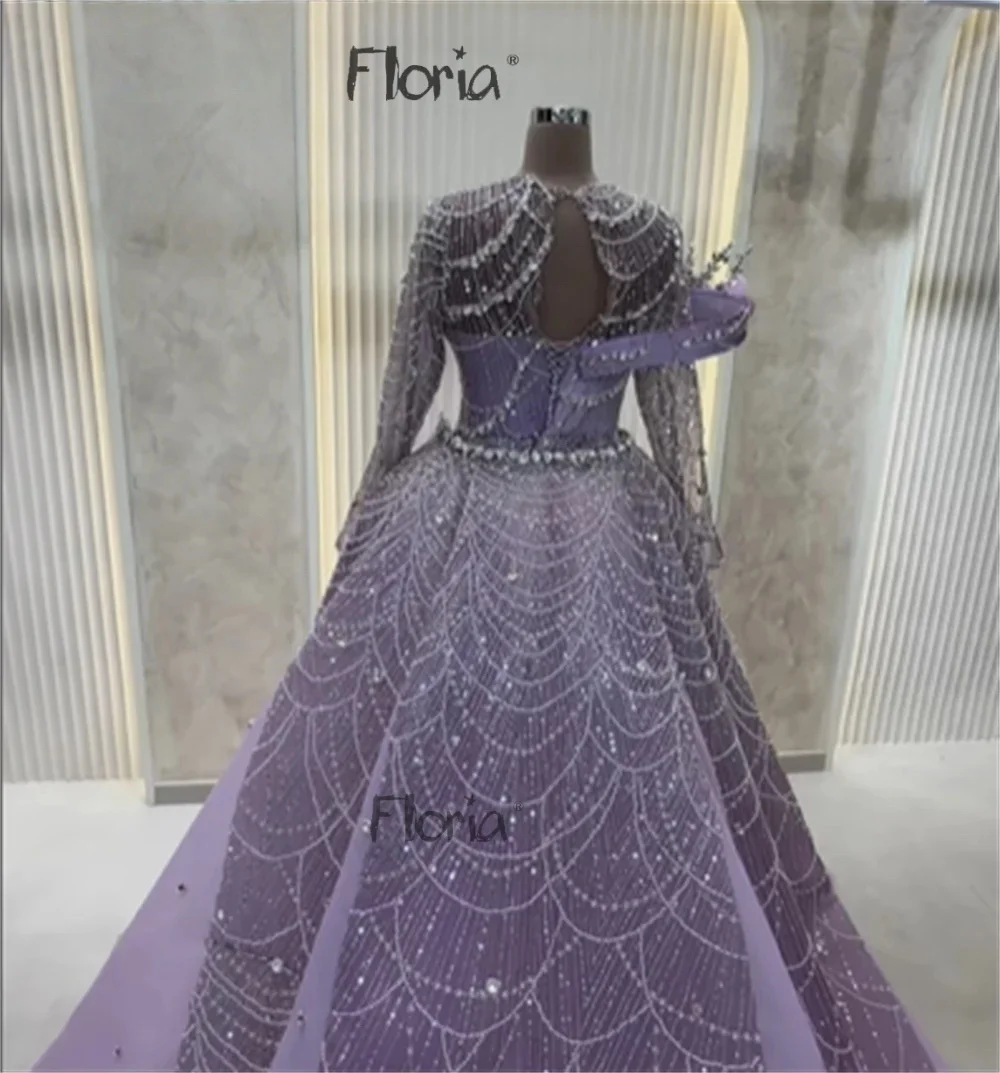 Robe De Soirée Femme Customized Lilac Crystals Wedding Guest