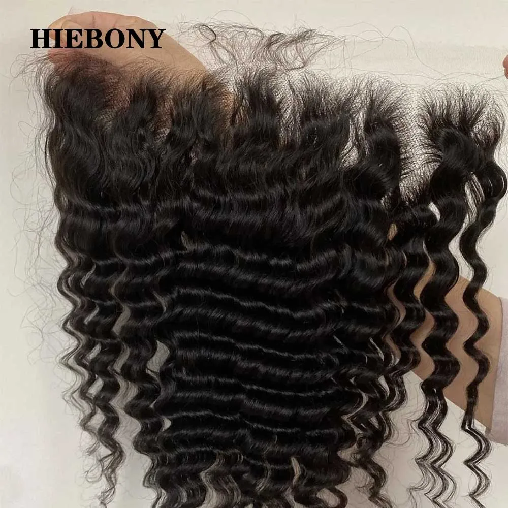 HiEbony Deep Wave 13x6 HD Lace Frontal Melt Skins 5x5/6x6/7x7 Real HD Lace Closure Human Hair Invisiable Frontals for Women Lace Front Human Hair Wigs Lace Frontal Closure Lace Human Hair Human Hair Wigs