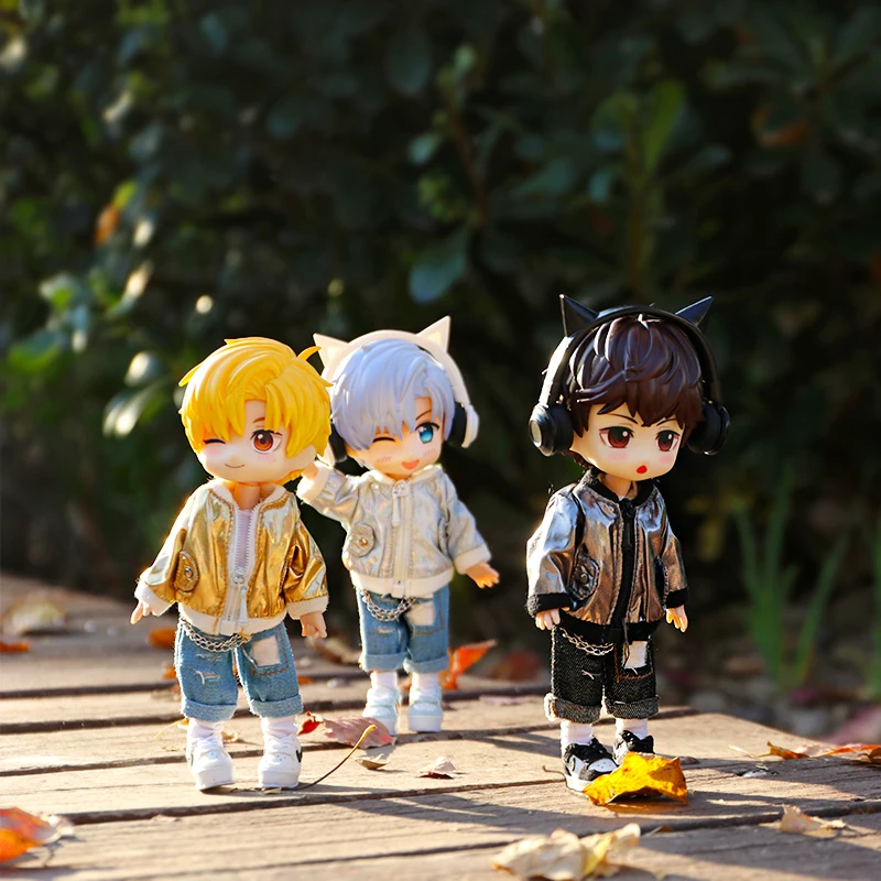 OB11 Baby Accessories Clothes for Baby Laser Bar Sets T-Shirts Jackets and Jeans Furniture for Dolls 1/12 Cool Anime Toys - 2