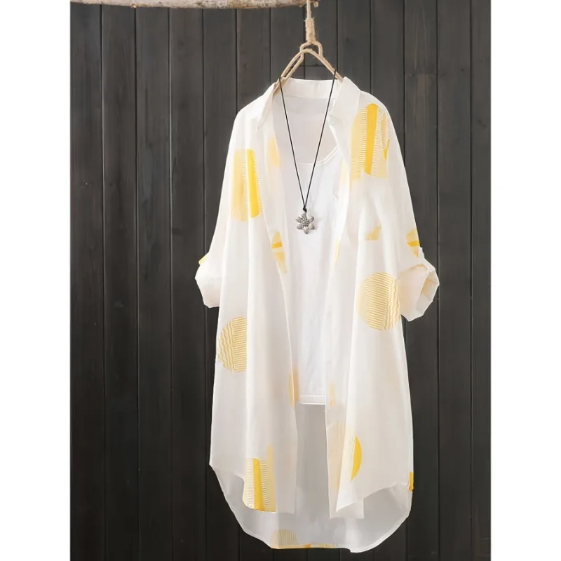 Black and White Large Size Shirt for Women's Spring and Summer Travel Thin Top Sunscreen Breathable Clothes POLO Collar