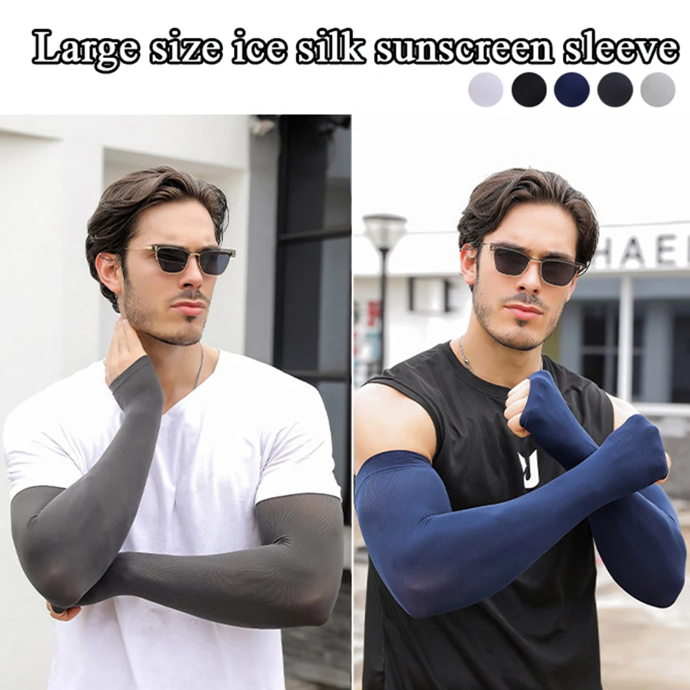 Plus Size Men's Ice Silk Sun Protection Arm Sleeves