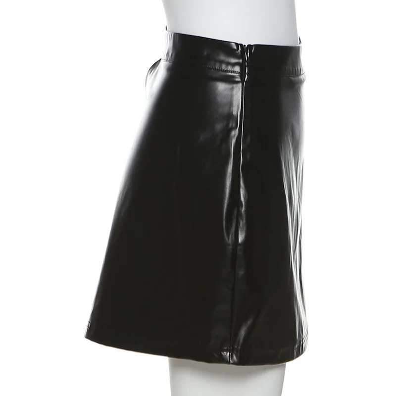 white pleated skirt [LGRQ] PU Leather Short Hollow Out Pu Buttocks Sexy High Waist Half-body Mini Skirt Women's  fashion 2022 19D6080 pleated midi skirt