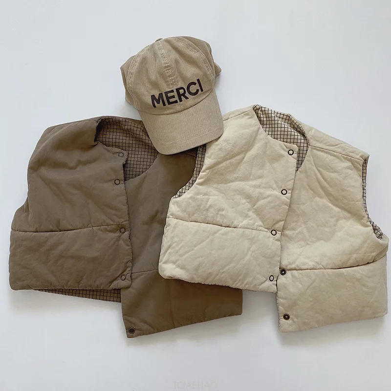 Girls Winter Clothes Boys Sleevless Jacket Toddler Baby Kids Single Breasted Vest Coat Children Outwear  Waistcoats New Autumn