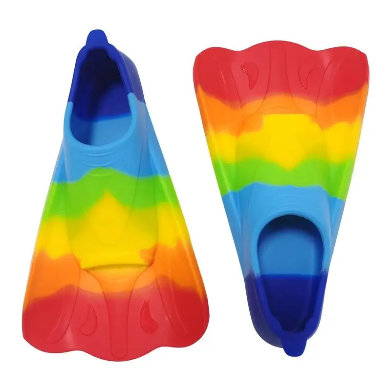 

Comfortable Silicone Flippers for Kids, Swimming and Diving Beginners, Rainbow Swim Fins, Girls and Boys Training Fins