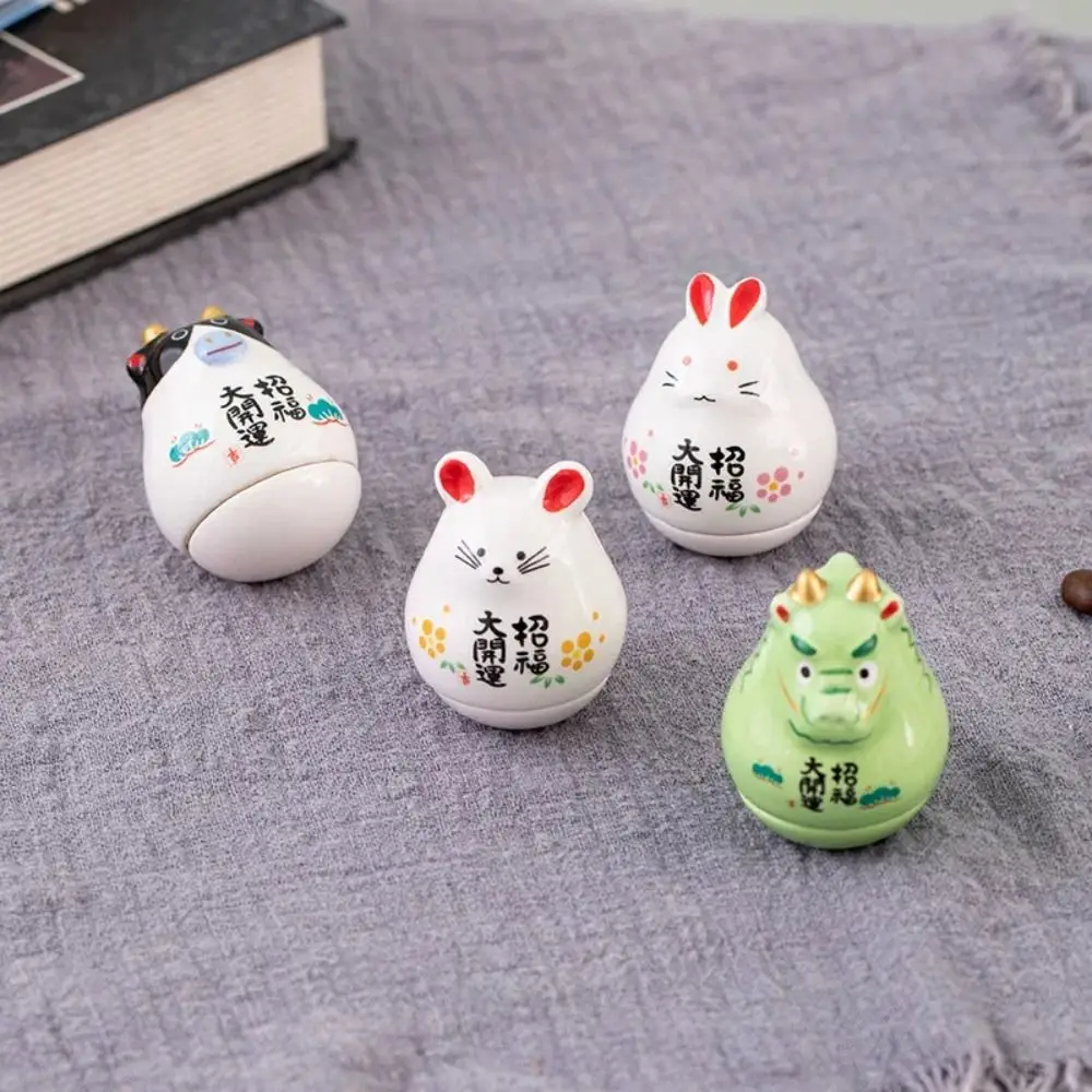 

Ceramic 12 Chinese Zodiac Tumbler Crafts Cartoon Cute Tumbler Crafts Ornament Creative Tumbler Tabletop Decorate Office