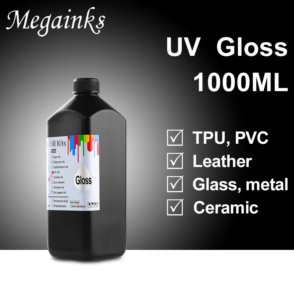 

1000ML UV Gloss Varnish For Epson L800 L805 L1800 R290 R330 1390 1400 4800 4880 7800 7880 TX800 XP600 XP300 UV DTF Prniter