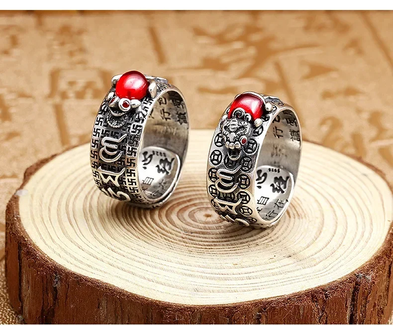Vintage Original Feng Shui Ring Amulet Protection Lucky Wealth Men's Women's Adjustable Golden Toad Jewelry Rings