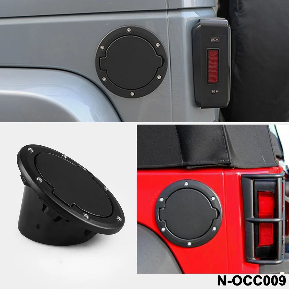 Metal Fuel Door Gas Lid Tank Cap Cover Black For 2007-2018 Jeep Wrangler JK JKU