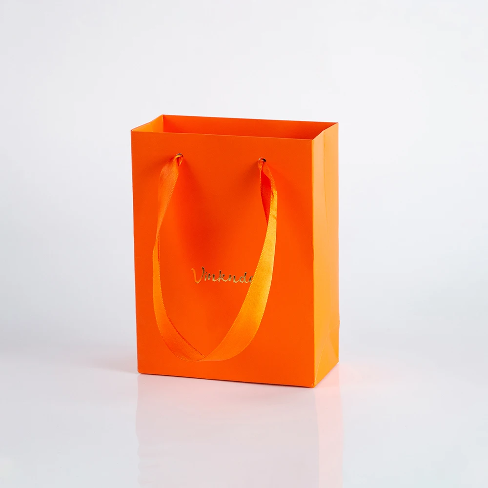 24-Pack Orange Paper Gift Bags With Wide Handles - 12.6x4.5x11 Inch Heavy Duty Shopping Bags With Tissue