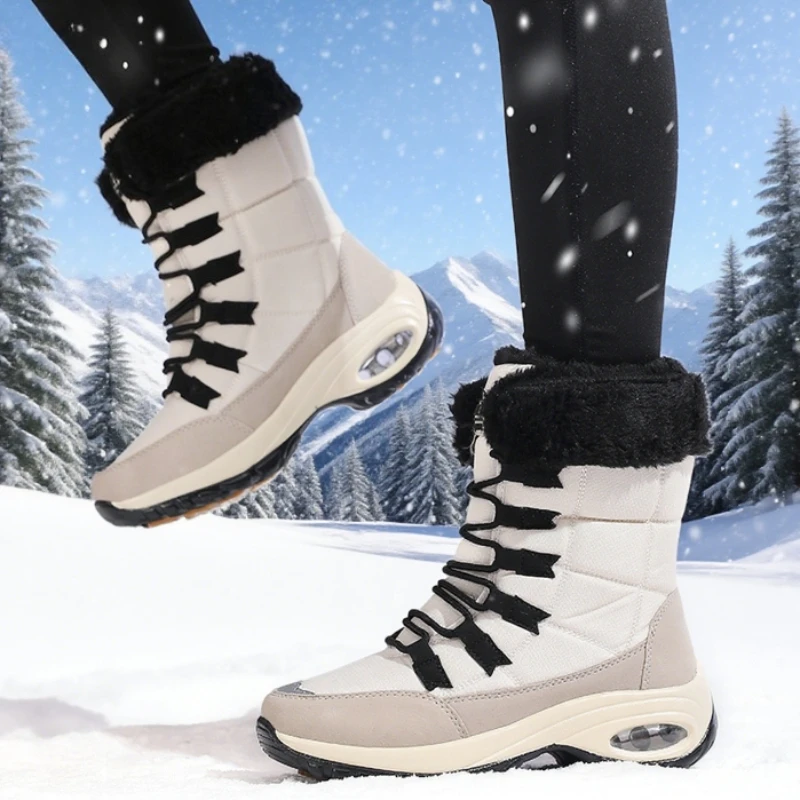 Women's Luxury Snow Boots Anti-Slip Rubber Sole Classic Snow Winter Warm Shoes Handmade Platform High Quality Warm Snow Boots