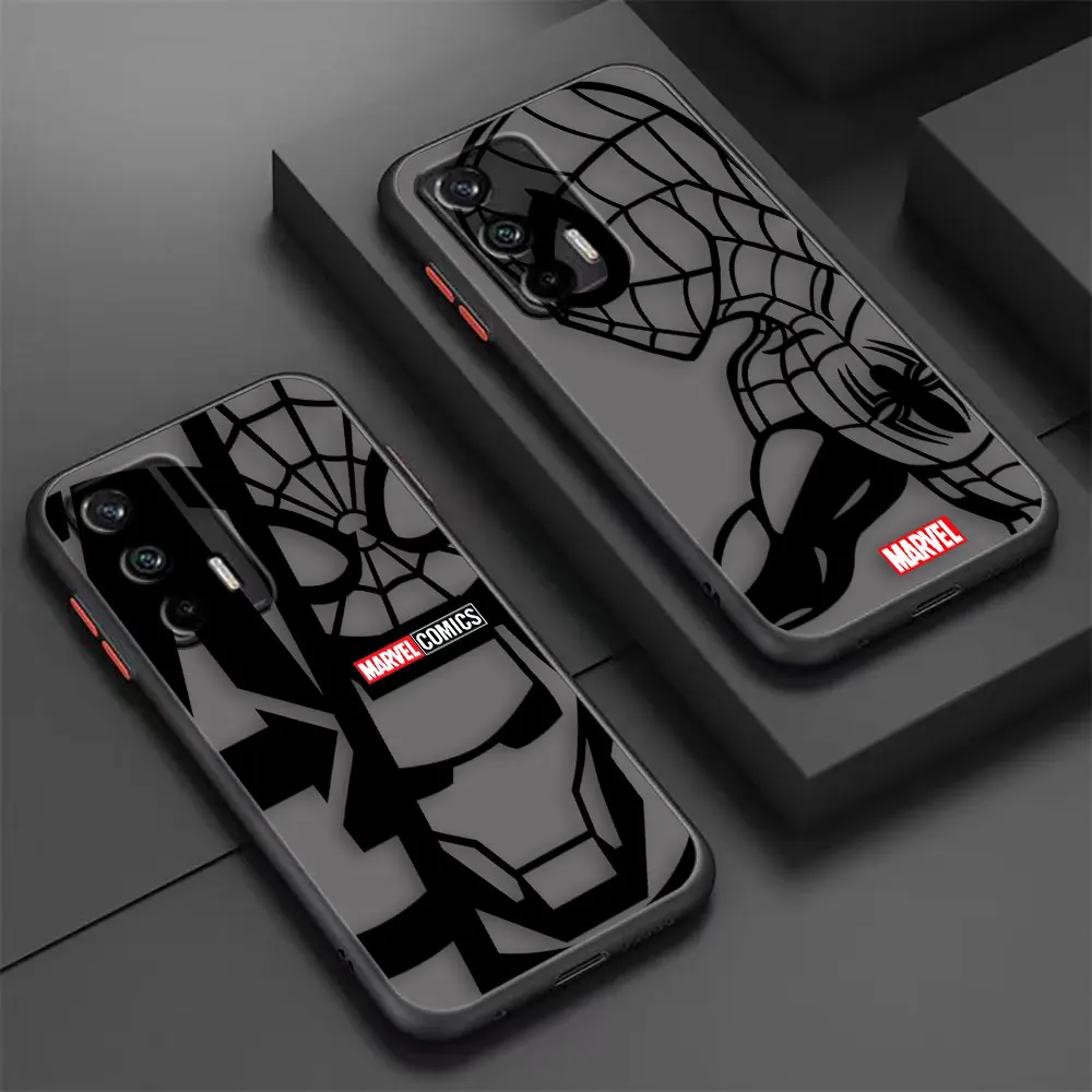 

Matte Case for Realme C20 C21 C30 C31 C33 C35 C55 V11 V15 X7 XT MASTER NARZO 50 4G 5G Case Funda Marvel's Heroes Iron Spider Man