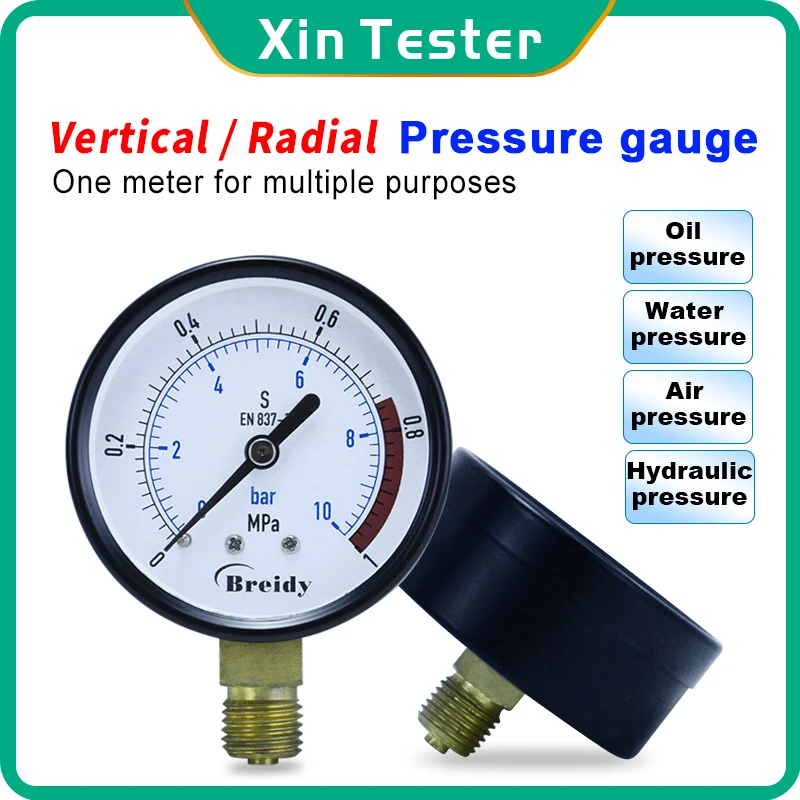 Xin Tester 060Mpa Pressure Gauge for Hydraulic Water Oil Air Radial