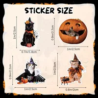 500PCS Halloween Cat Stickers Roll 16 Designs Pumpkin Cat Sticker for Kids Craft Envelope Water Bottle Scrapbook Party Supplie 2