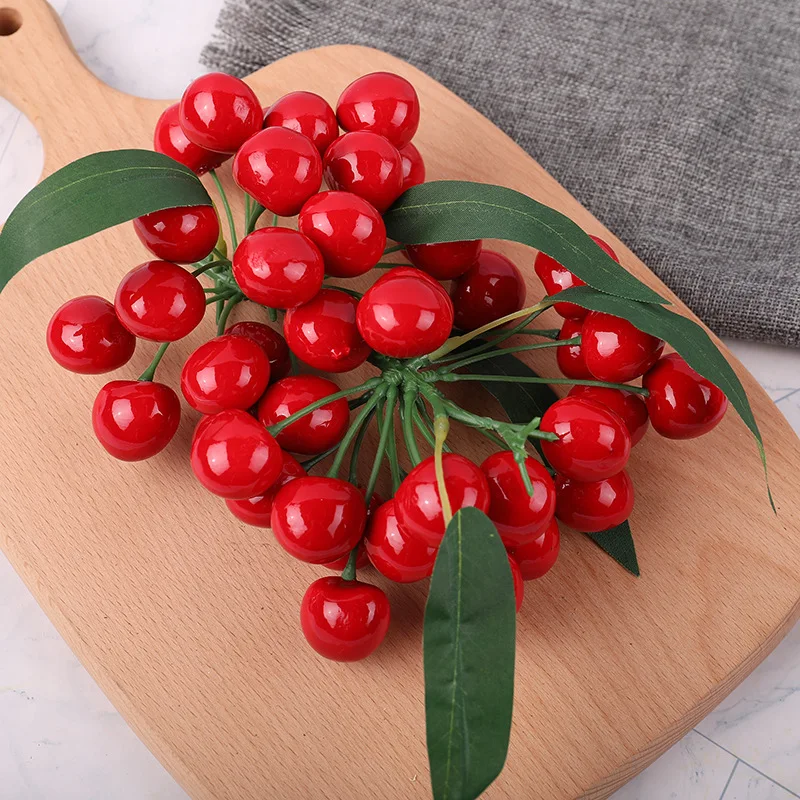 Longan 생소녀 시뮬레이션 과일 리치 체리 꼬치, 생일 파티 촬영 소품, 과일 가게 장식