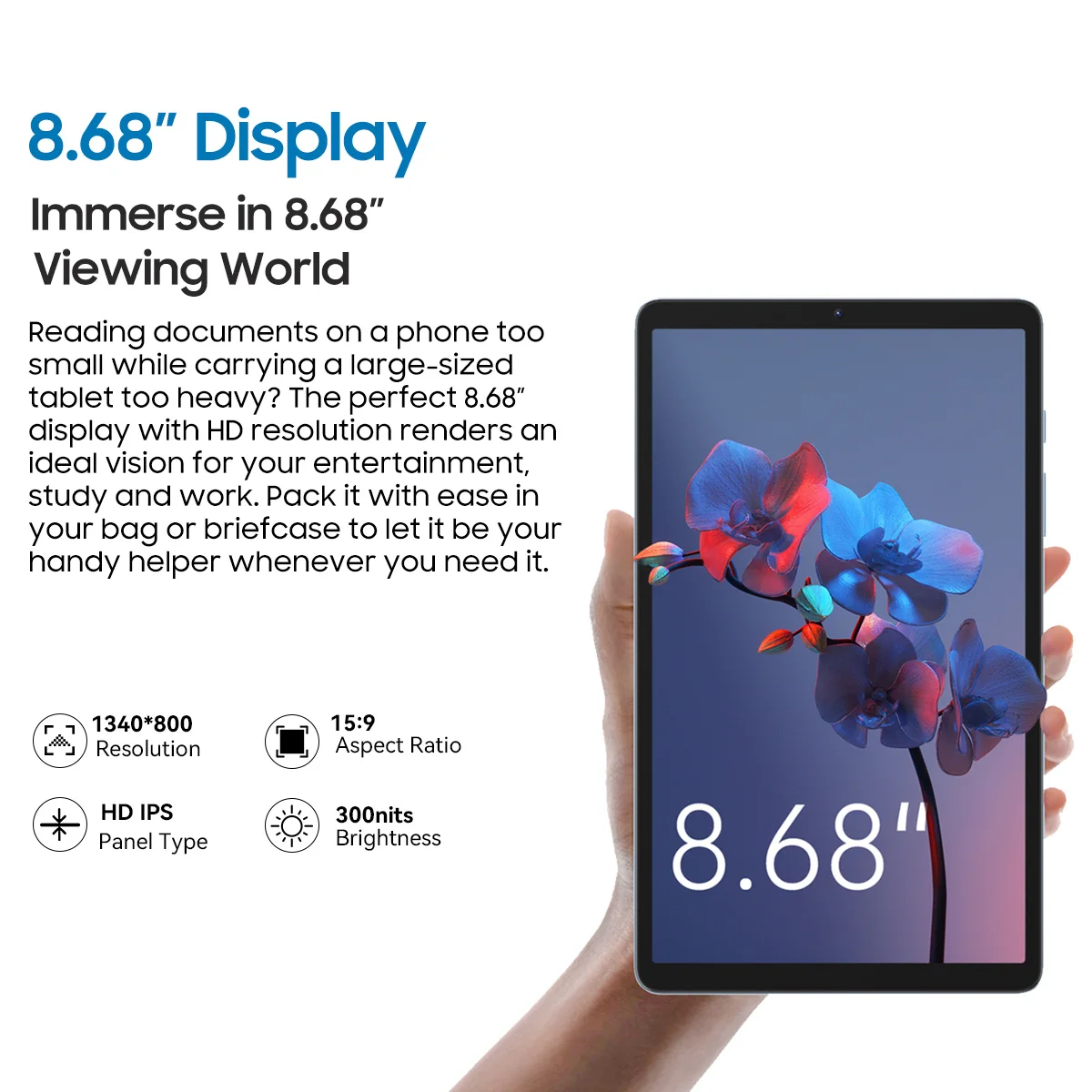 Blackview-Tablet PC 60 Android 13,6GB, 128GB, 8.68インチ,t606 