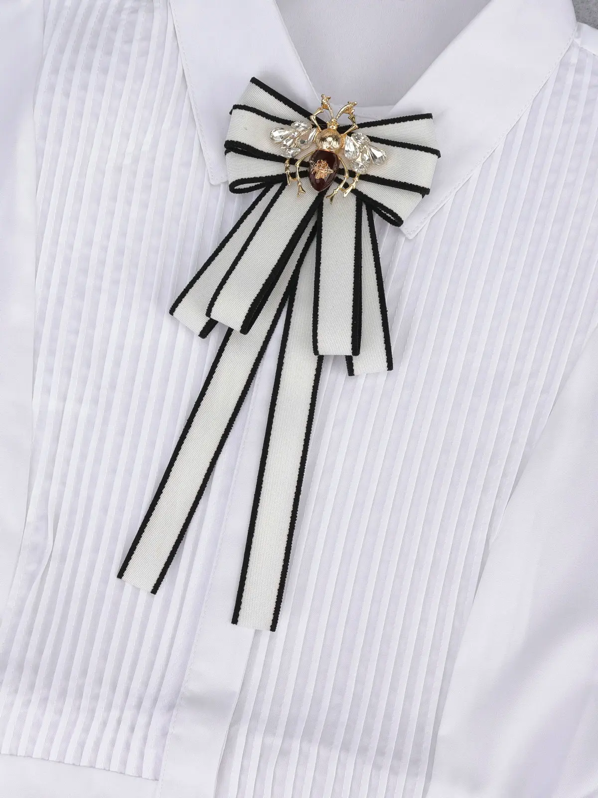 Women Vintage Elegant Men Boys Neck Tie Brooch Imitation Pearl Jewelry Ribbon Bow Tie Corsage Shirts Collar Clothes Accessorries bow tie
