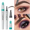 Four-Jaw Ultra-Fine Liquid Eyebrow Pencil 3D Waterproof Tip Tattoo Cosmetic Long Lasting Natural Dark Brown Liquid Eye Brow Pen 1