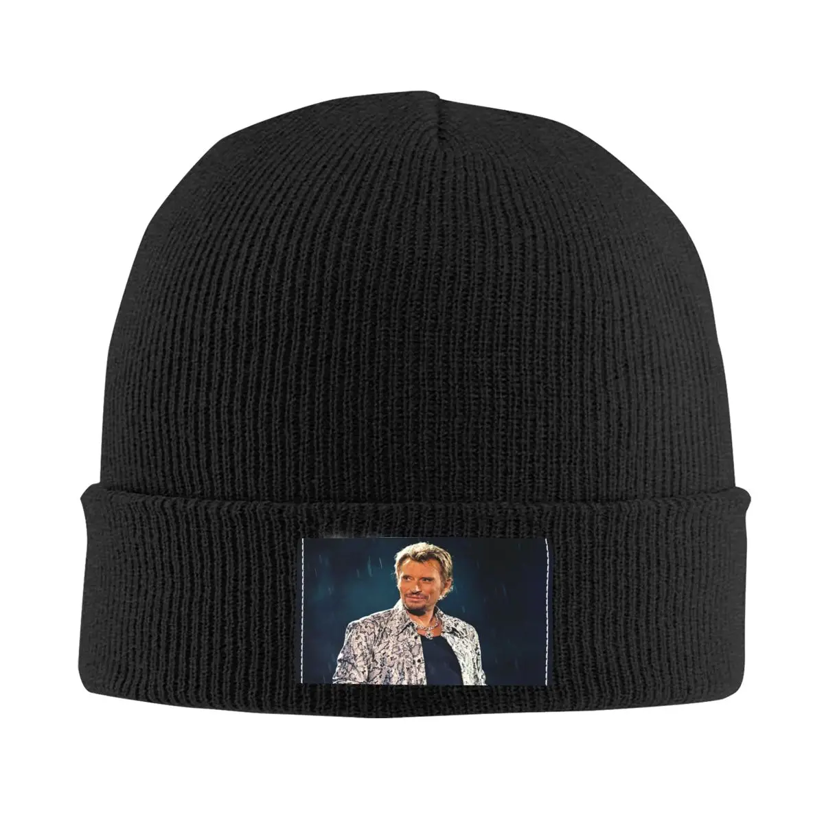 

Johnny Hallyday Skullies Beanies Caps Unisex Winter Warm Knitting Hat Adult French Pop Singer Bonnet Hats Outdoor Ski Cap