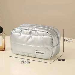 Deluxe Waterproof Makeup and Toiletry Organizer Bag with Handle (B - Silver)