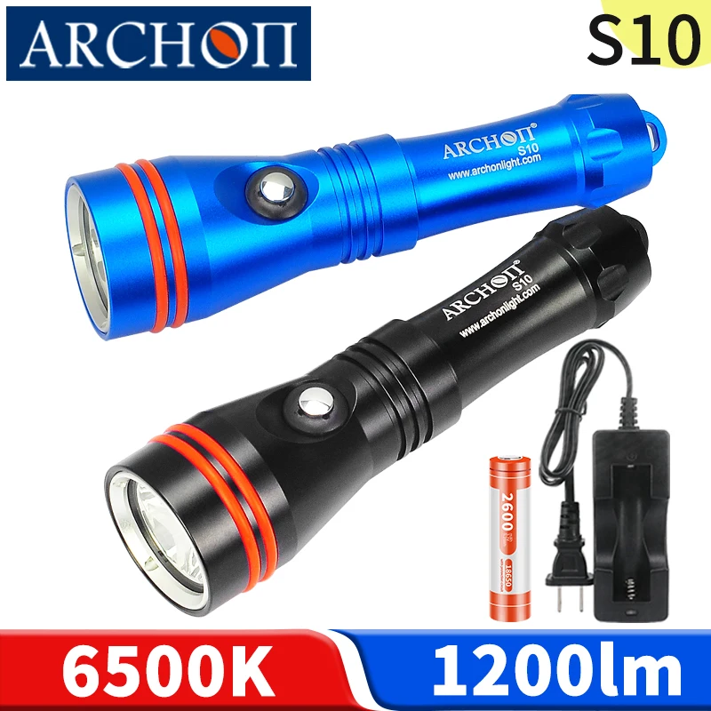 

S10 Scuba diving flashlight 1200lm Dive torch Underwater 100m Dive instructor student lamp Hunting Outdoor Adventure Sea Fishing