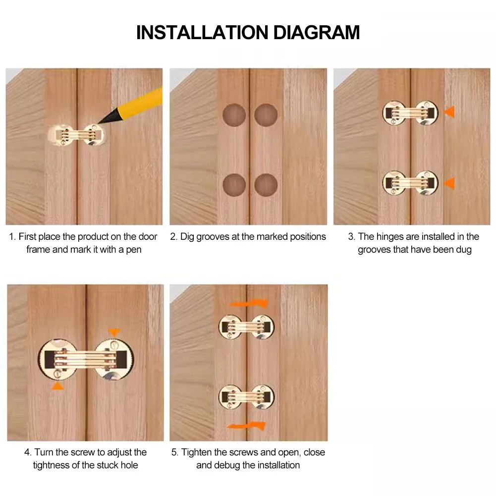 8/10/12/14/16mm Copper Barrel Cylindrical Hidden Cabinet Brass Hinges Mount For Furniture Hardware